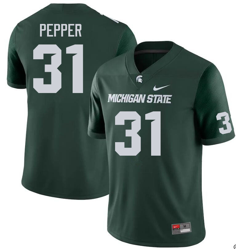 Men #31 Hank Pepper Michigan State Spartans College Football Jerseys Sale-Green